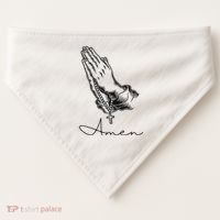 Amen Praying Hands Rosary Beads USA-Made Doggie Bandana thumb 0