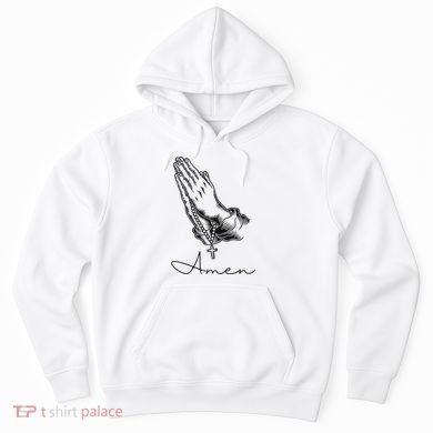 Amen Praying Hands Rosary Beads Hoodie