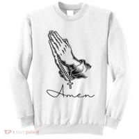 Amen Praying Hands Rosary Beads Sweatshirt thumb 0