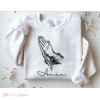 Amen Praying Hands Rosary Beads Sweatshirt thumb 2