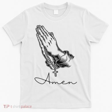 Amen Praying Hands Rosary Beads T-Shirt