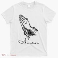 Amen Praying Hands Rosary Beads T-Shirt thumb 0