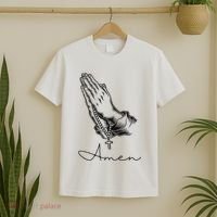 Amen Praying Hands Rosary Beads T-Shirt thumb 2