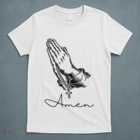 Amen Praying Hands Rosary Beads T-Shirt thumb 5