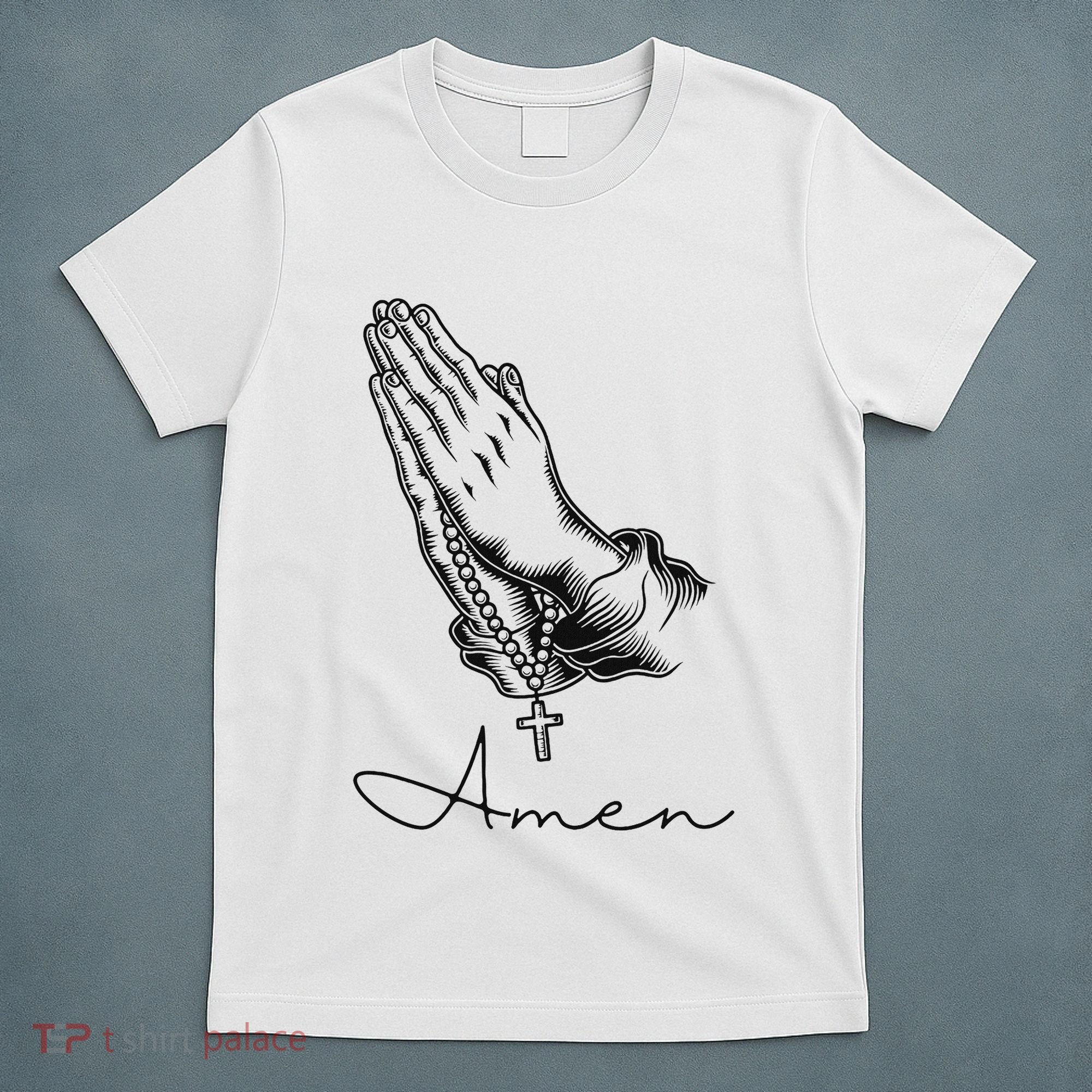 Amen Praying Hands Rosary Beads T-Shirt