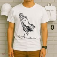 Amen Praying Hands Rosary Beads T-Shirt thumb 6