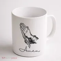 Amen Praying Hands Rosary Beads Coffee Mug thumb 1