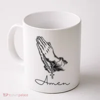 Amen Praying Hands Rosary Beads Coffee Mug thumb 0