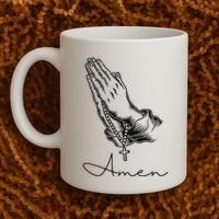 Amen Praying Hands Rosary Beads Coffee Mug thumb 2