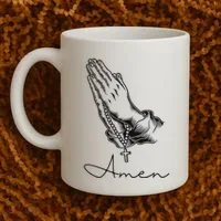 Amen Praying Hands Rosary Beads Coffee Mug thumb 2