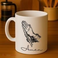 Amen Praying Hands Rosary Beads Coffee Mug thumb 4