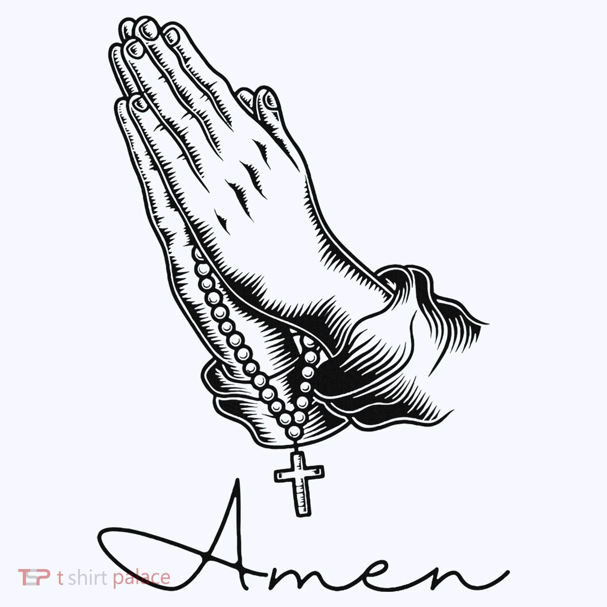 Amen Praying Hands Rosary Beads Coffee Mug