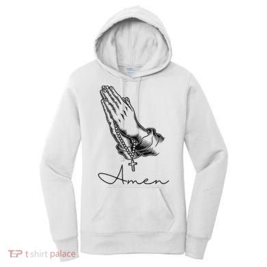 Amen Praying Hands Rosary Beads Women's Hoodie