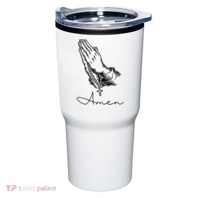 Amen Praying Hands Rosary Beads Tumbler