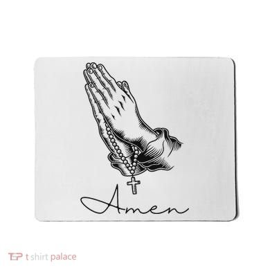 Amen Praying Hands Rosary Beads Mousepad