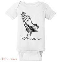 Amen Praying Hands Rosary Beads Baby Bodysuit thumb 0