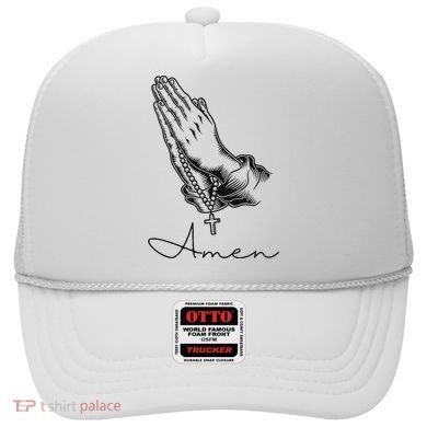 Amen Praying Hands Rosary Beads Hat