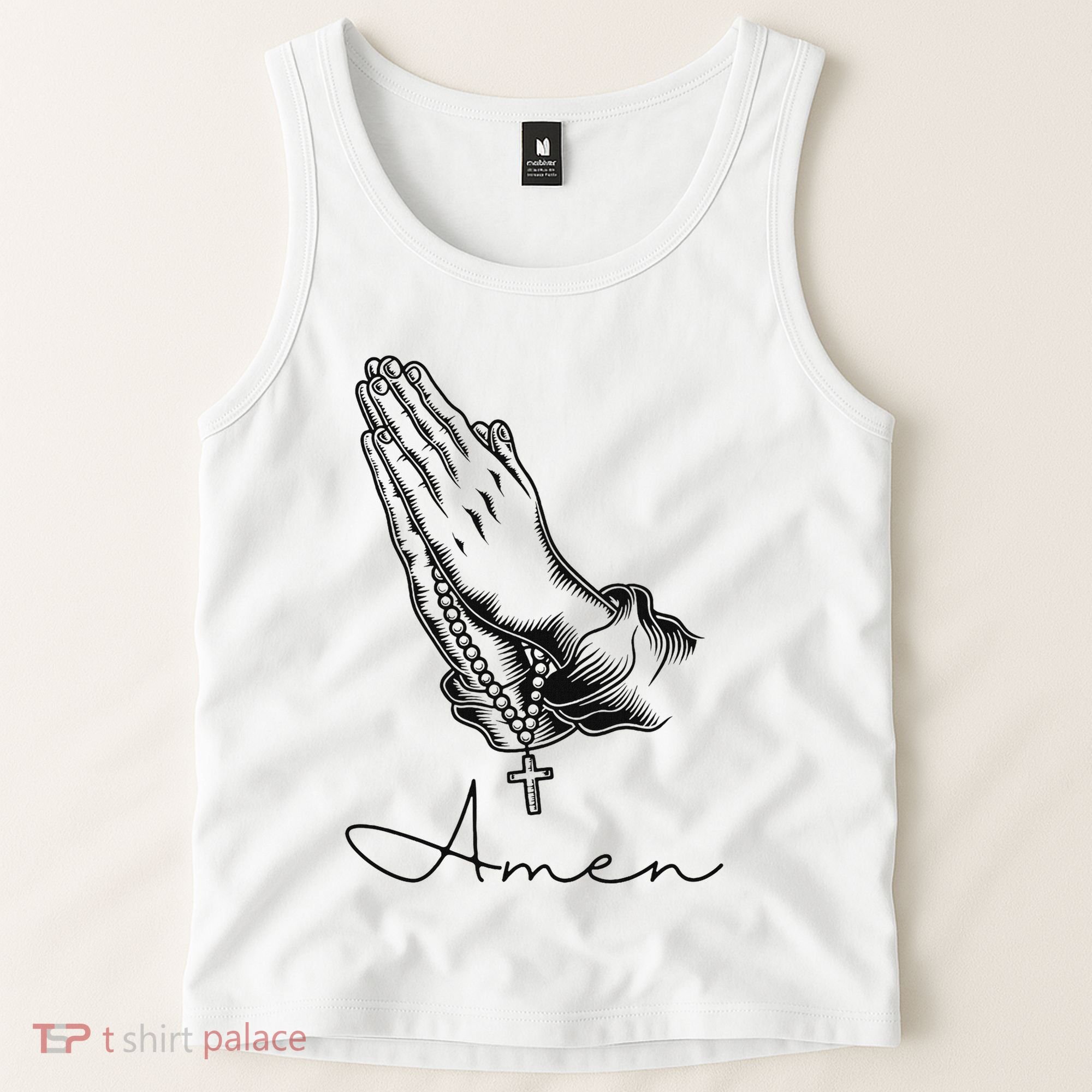 Amen Praying Hands Rosary Beads Tank Top