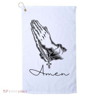 Amen Praying Hands Rosary Beads Golf Towel