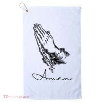Amen Praying Hands Rosary Beads Golf Towel thumb 0