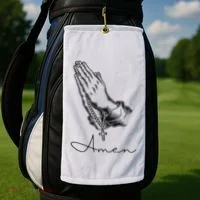 Amen Praying Hands Rosary Beads Golf Towel thumb 2