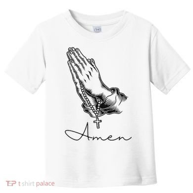 Amen Praying Hands Rosary Beads Toddler T-Shirt