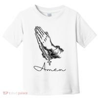 Amen Praying Hands Rosary Beads Toddler T-Shirt thumb 0