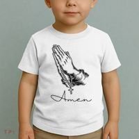Amen Praying Hands Rosary Beads Toddler T-Shirt thumb 2