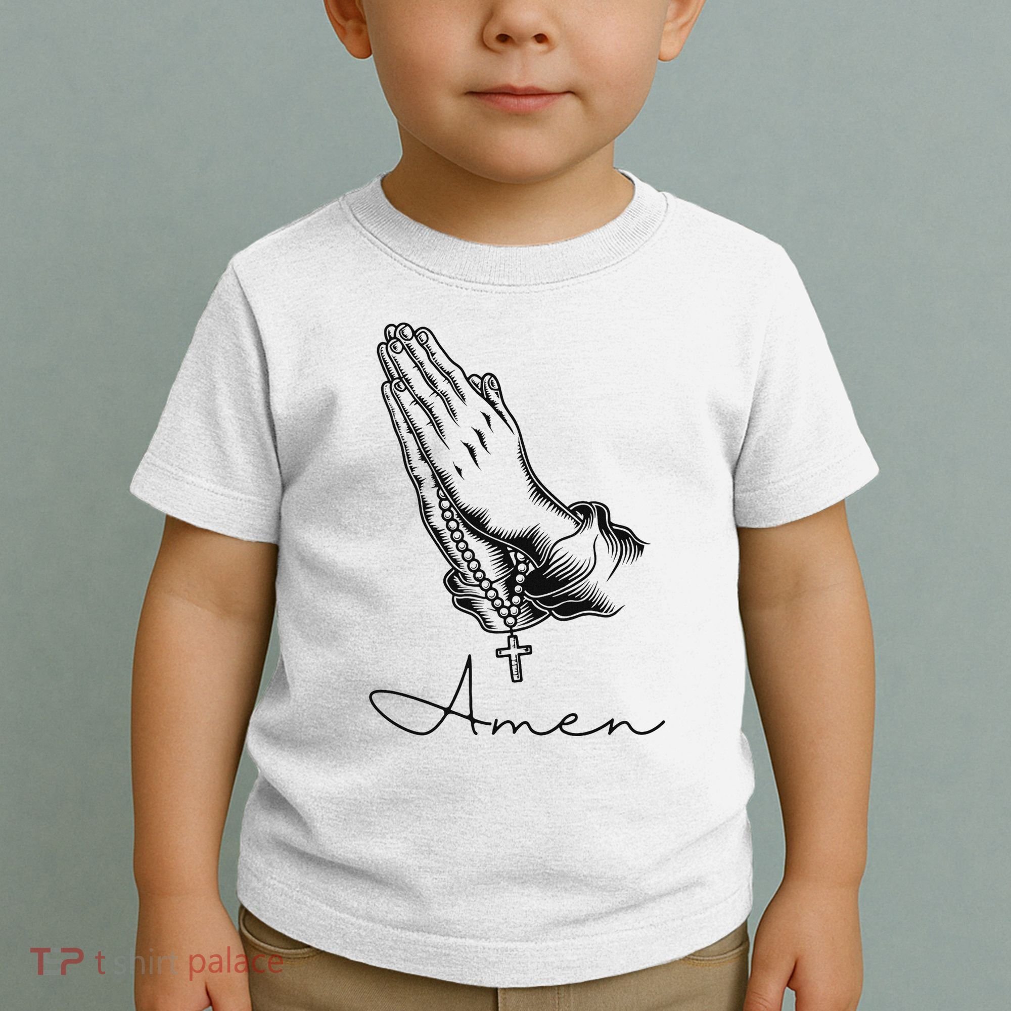 Amen Praying Hands Rosary Beads Toddler T-Shirt