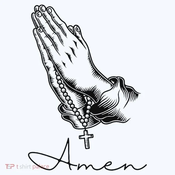 Amen Praying Hands Rosary Beads Women's Long Sleeve Shirt