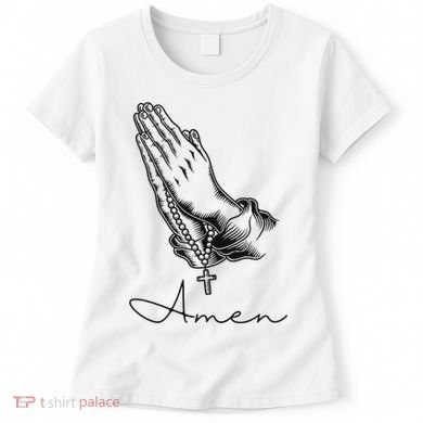 Amen Praying Hands Rosary Beads Women's T-Shirt