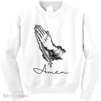 Amen Praying Hands Rosary Beads Kids Sweatshirt thumb 0