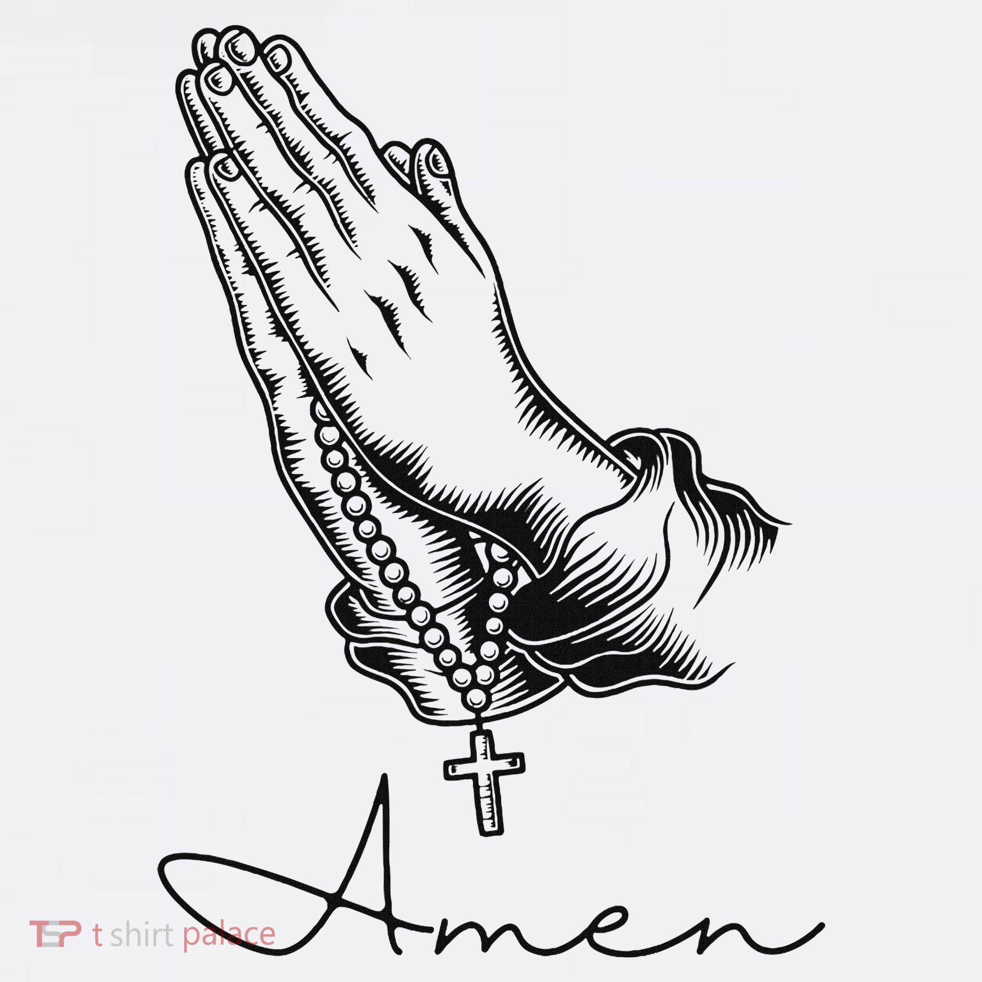 Amen Praying Hands Rosary Beads Kids Sweatshirt