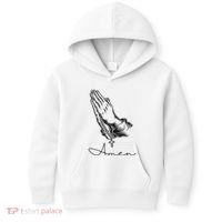 Amen Praying Hands Rosary Beads Kids Hoodie thumb 0