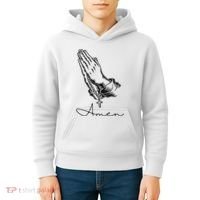 Amen Praying Hands Rosary Beads Kids Hoodie thumb 4