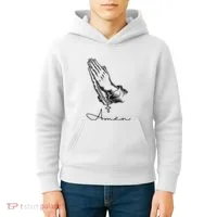Amen Praying Hands Rosary Beads Kids Hoodie thumb 4