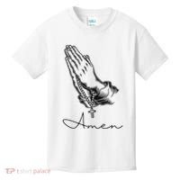 Amen Praying Hands Rosary Beads Kids T-Shirt thumb 0