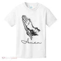 Amen Praying Hands Rosary Beads Kids T-Shirt thumb 0