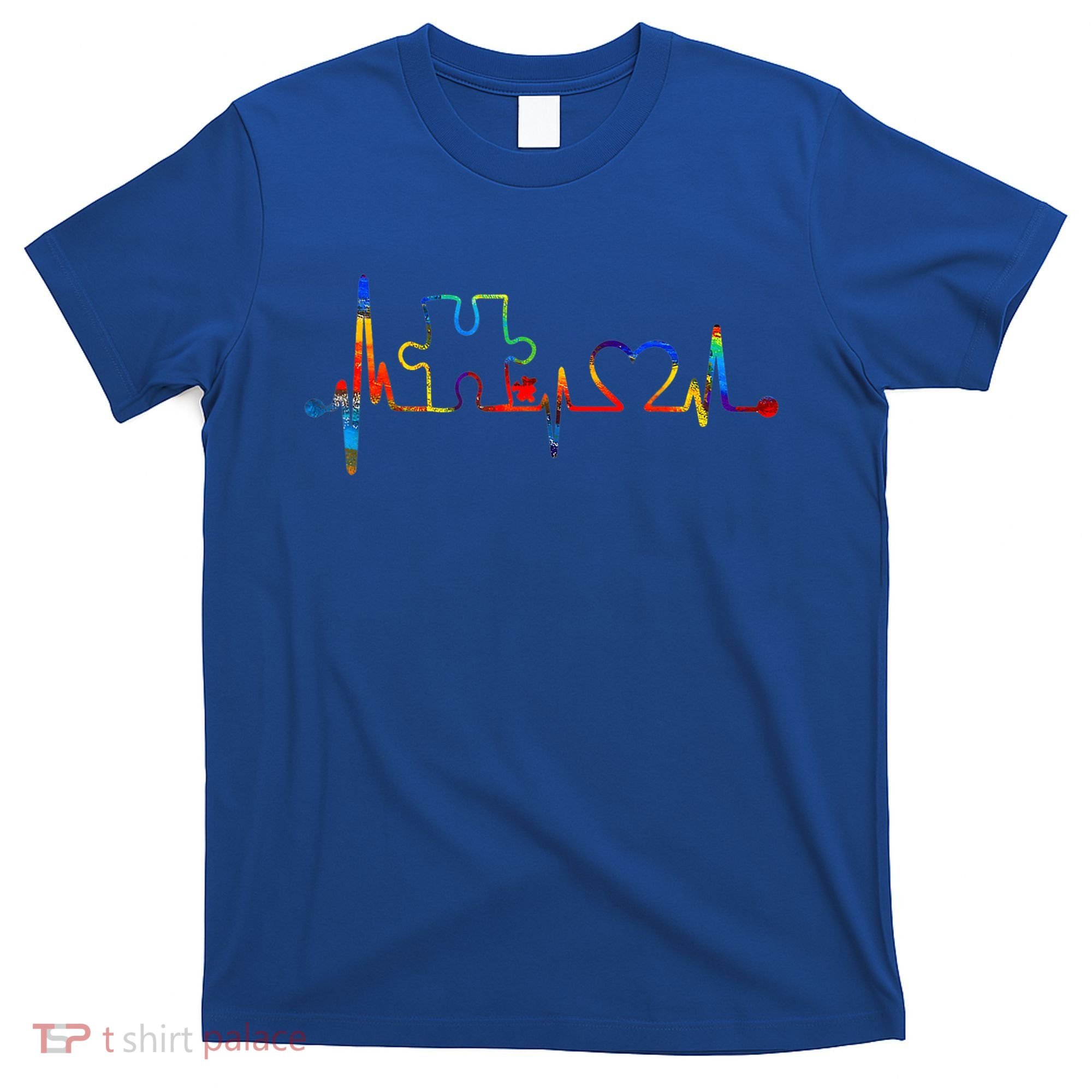 Autism Puzzle Heartbeat Heart Autism Awareness Colorful Mom T-Shirt