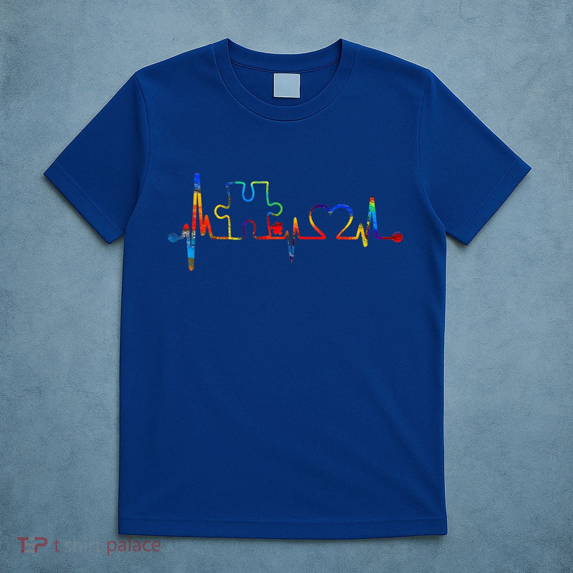 Autism Puzzle Heartbeat Heart Autism Awareness Colorful Mom T-Shirt