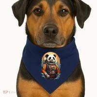 Astronaut Panda In Space Cute USA-Made Doggie Bandana thumb 1