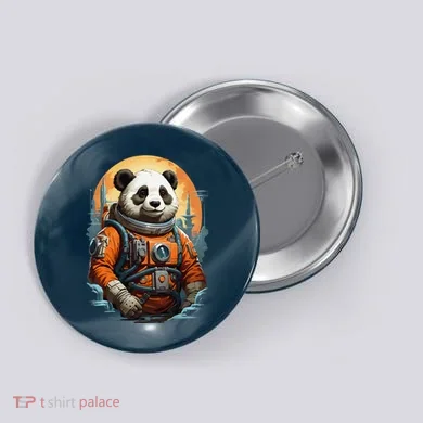 Astronaut Panda In Space Cute Button