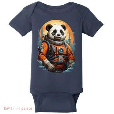 Astronaut Panda In Space Cute Baby Bodysuit