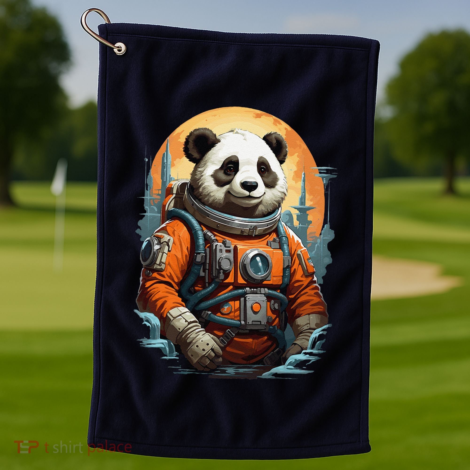 Astronaut Panda In Space Cute Golf Towel
