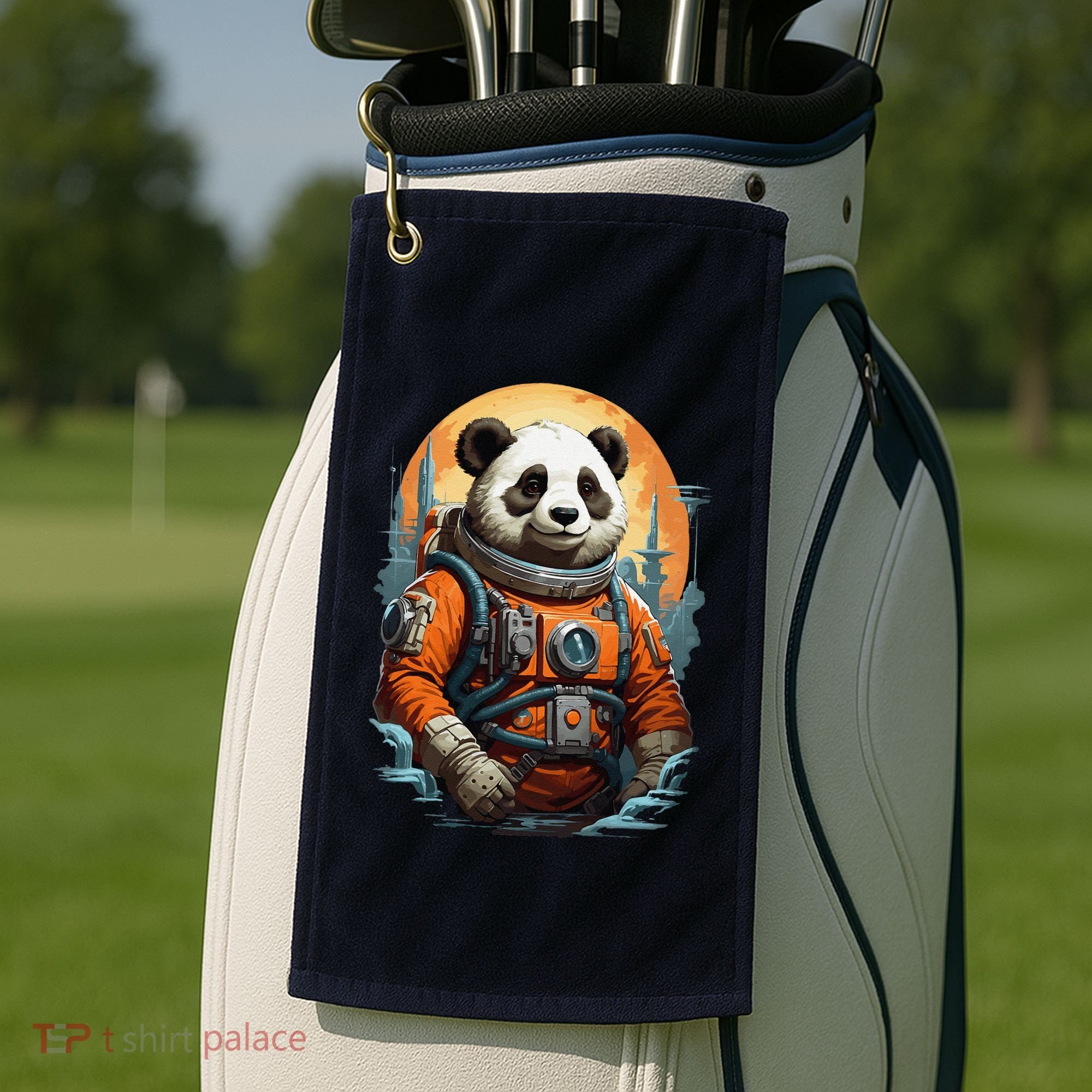 Astronaut Panda In Space Cute Golf Towel