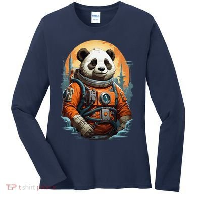 Astronaut Panda In Space Cute Women's Long Sleeve Shirt