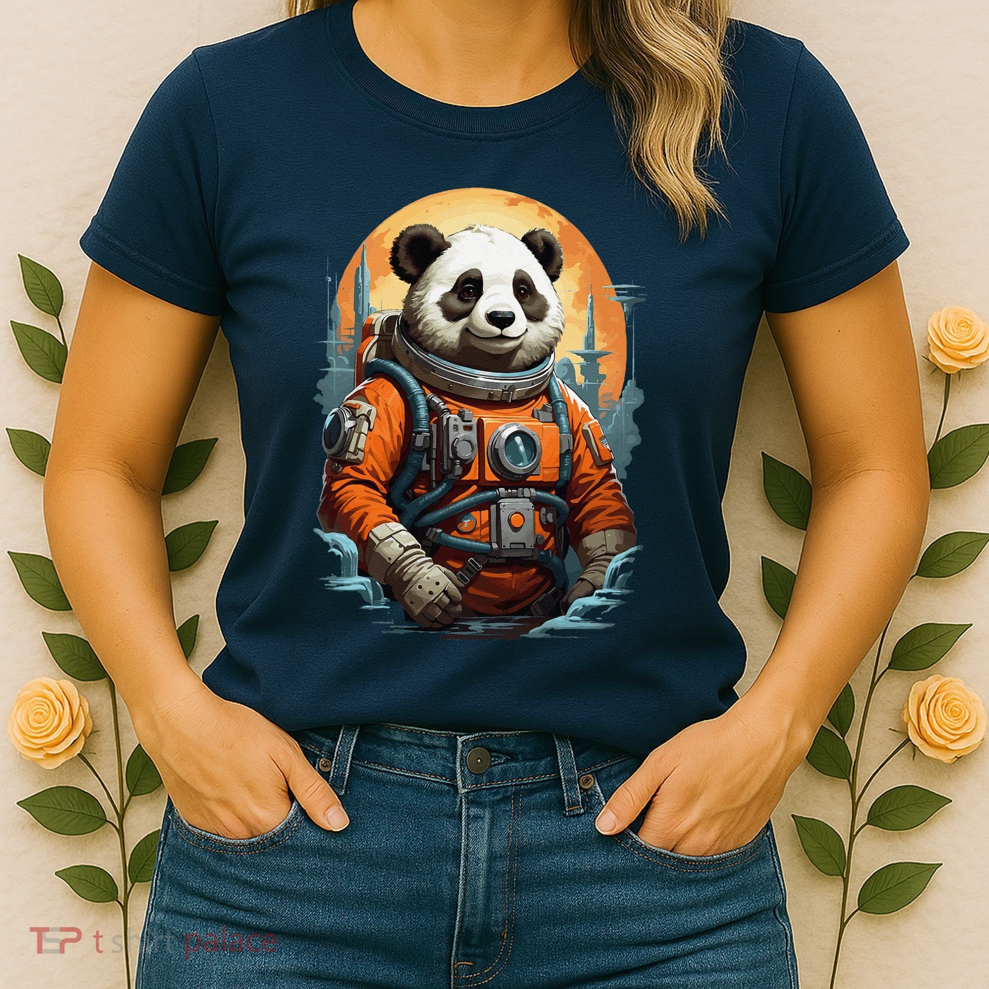 Astronaut Panda In Space Cute Women's T-Shirt