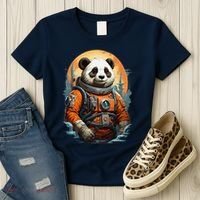 Astronaut Panda In Space Cute Women's T-Shirt thumb 3