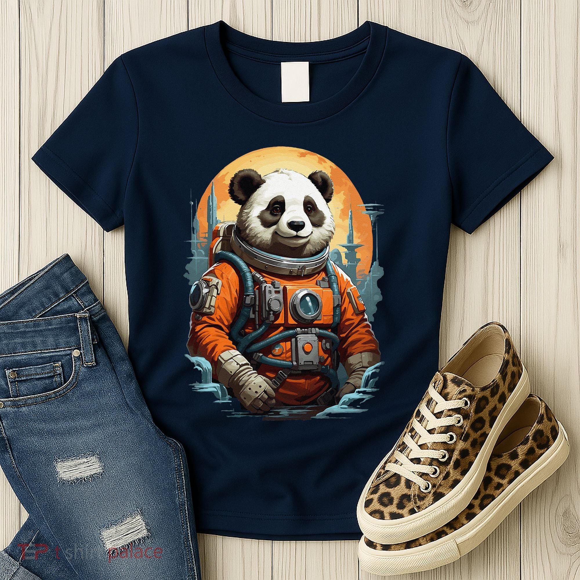 Astronaut Panda In Space Cute Women's T-Shirt