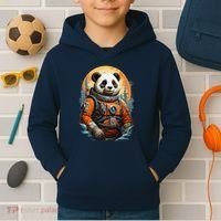 Astronaut Panda In Space Cute Kids Hoodie thumb 2